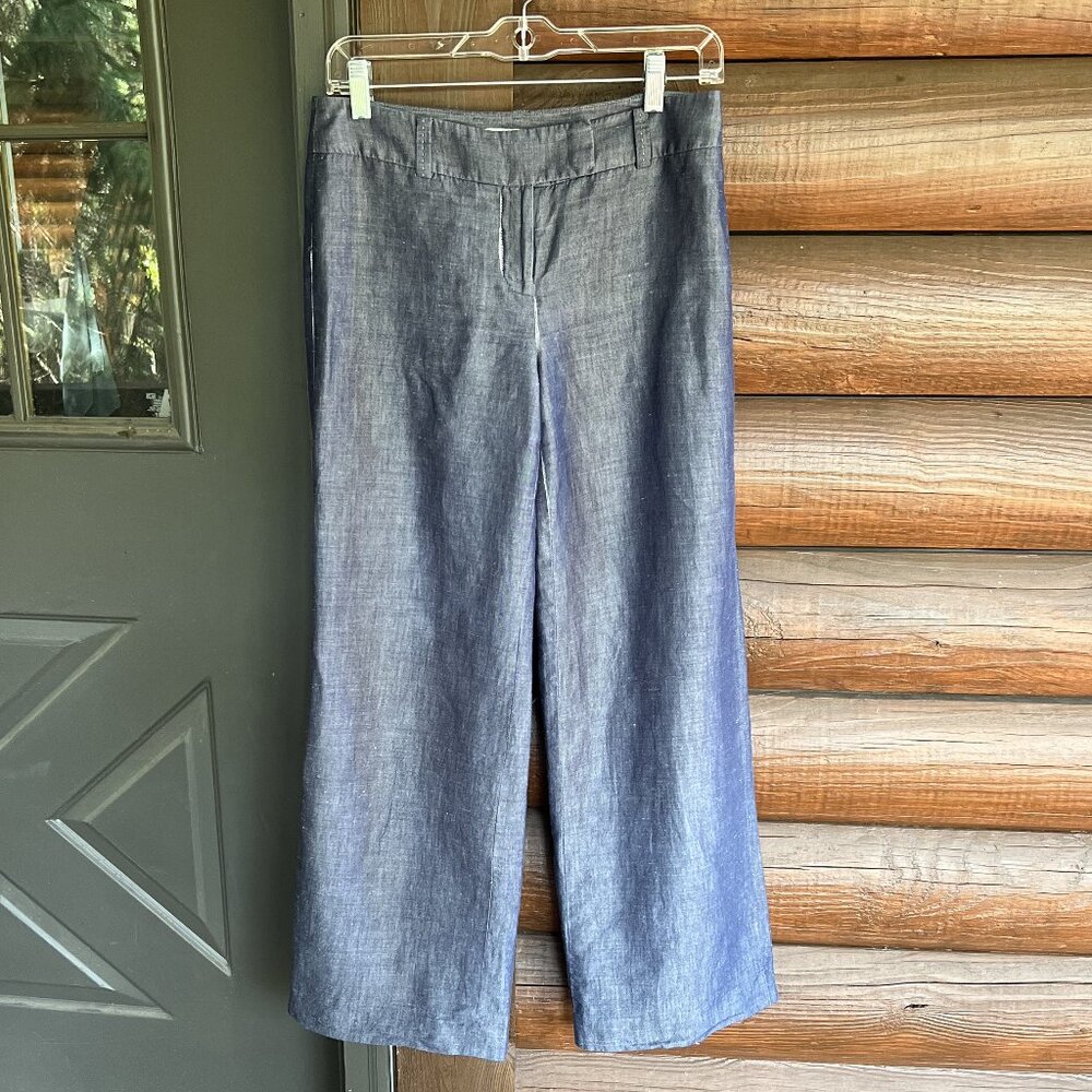 Ann Taylor LOFT Petites Blue Wide-Leg Relaxed Lined Pants, Size 2P
